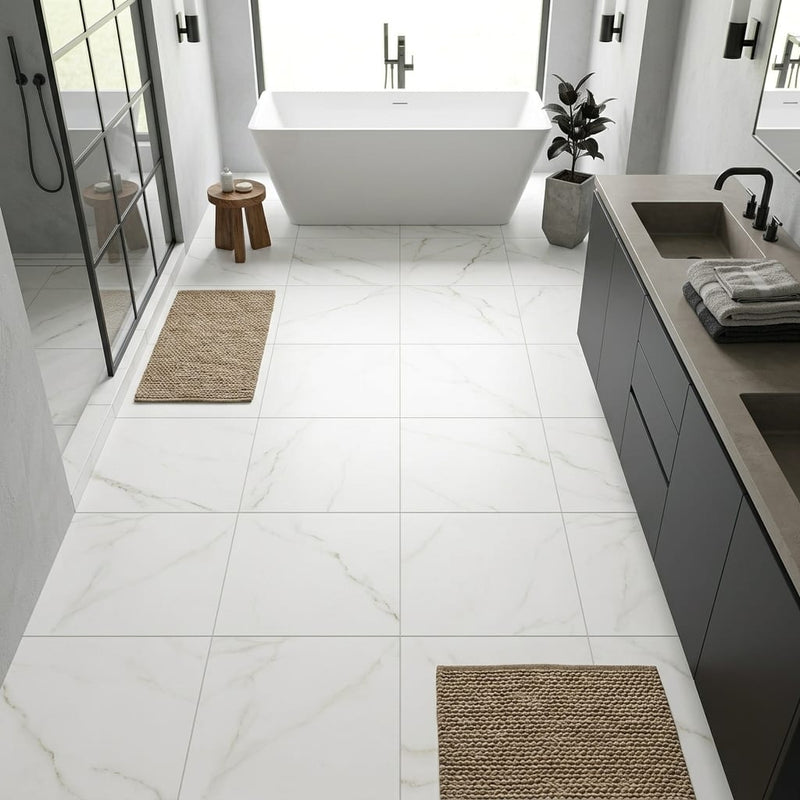 Marvel Calacatta Apuano 24x24 Matte Porcelain Tile — Primary Bath floor