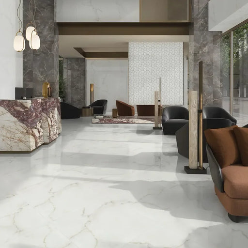 Marvel Calacatta Apuano Puzzle Mesh Matte Porcelain Mosaic