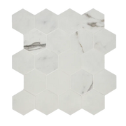 Marvel Stat Supremo Marble Look 2-5/8 Inch Small Hexagon Sheet Porcelain Mosaic