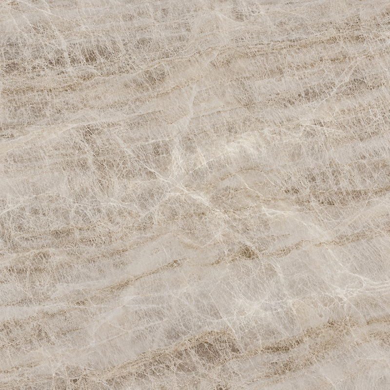 Matira 2cm polished quartzite with cream-beige tones, flowing mineral bands and delicate white veining.