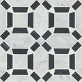 Matisse White Carrara & Nero Marquina 11.25x11.25 Blend Honed Marble Mosaic