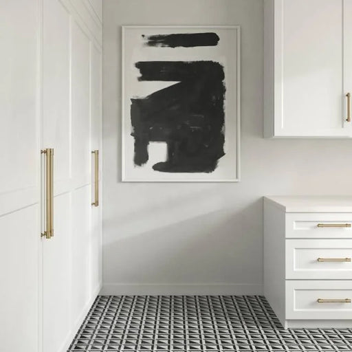 Matisse White Carrara & Nero Marquina 12.25x12.25 Honed Marble Decorative Mosaic