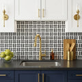 Matisse White Carrara & Nero Marquina 2x2 Blend Honed Marble Mosaic — Kitchen backsplash