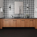 Matisse White Carrara & Nero Marquina 2x2 Blend Honed Marble Mosaic