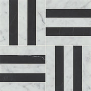 Matisse White Carrara & Nero Marquina 2x2 Blend Honed Marble Mosaic