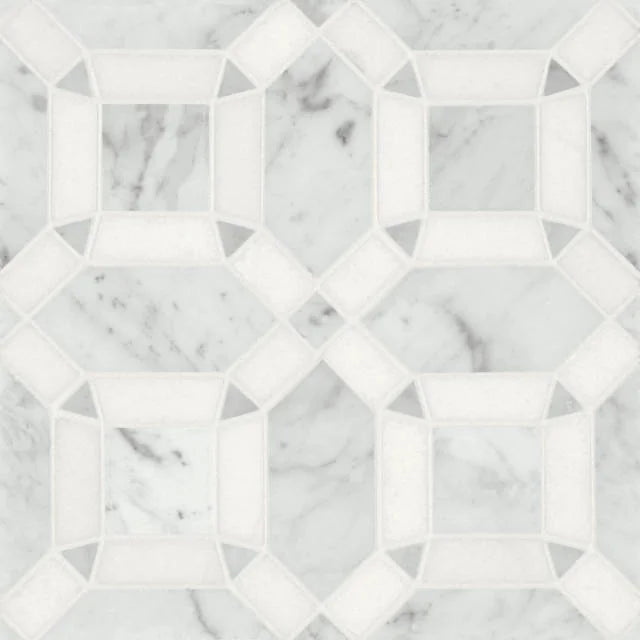 Matisse White Carrara & Thassos 11.25x11.25 1 Blend Honed Decorative Marble Mosaic