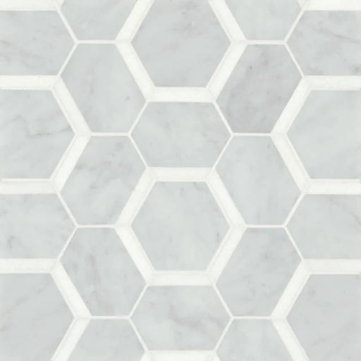 Matisse White Carrara & Thassos 12x10.5 Honed 4 Blend Marble Mosaic