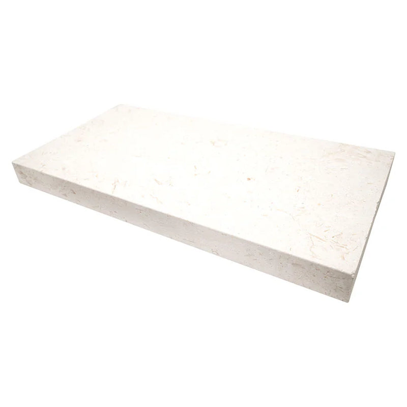 Mayra White 12x24x2" HUF Eased Edge Travertine Pool Coping