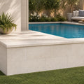Mayra White 12x24x5CM Tumbled Travertine Pool Coping — Swimming Pool raised bond beam cap