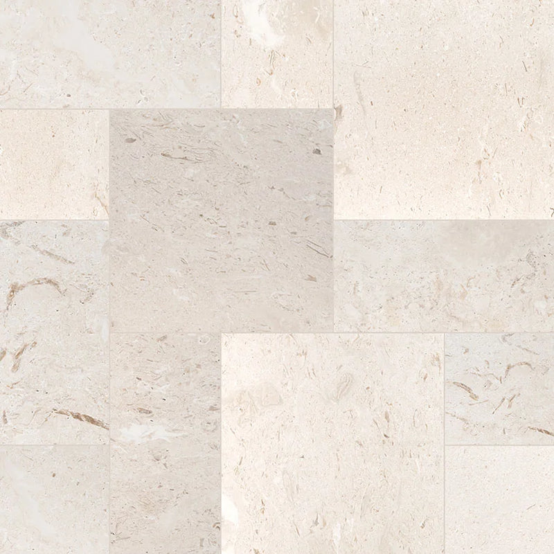 Mayra White Pattern Tumbled Limestone Paver
