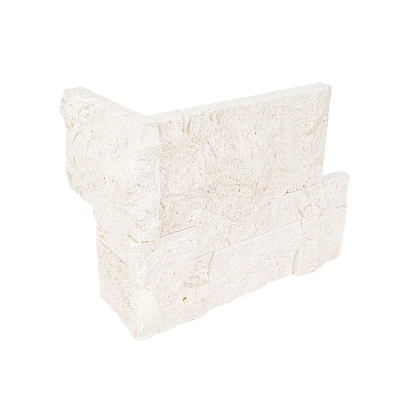 Mayra White Limestone 9x18 Splitface Natural Corner Ledger Stone