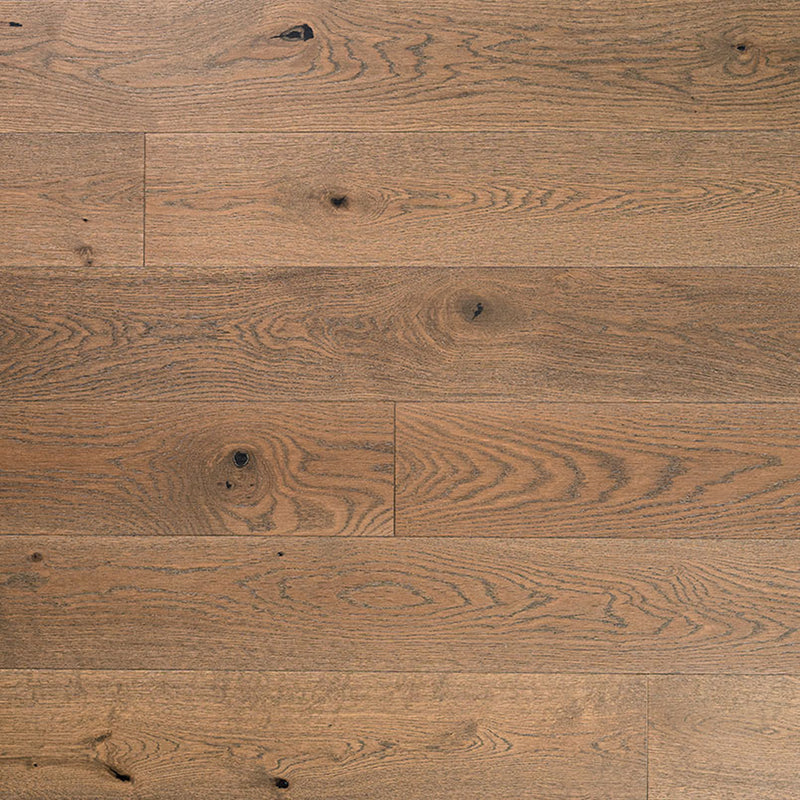 McCarran Wayland 9x86 brushed genuine hardwood plank showing brown wood grain and natural knots.