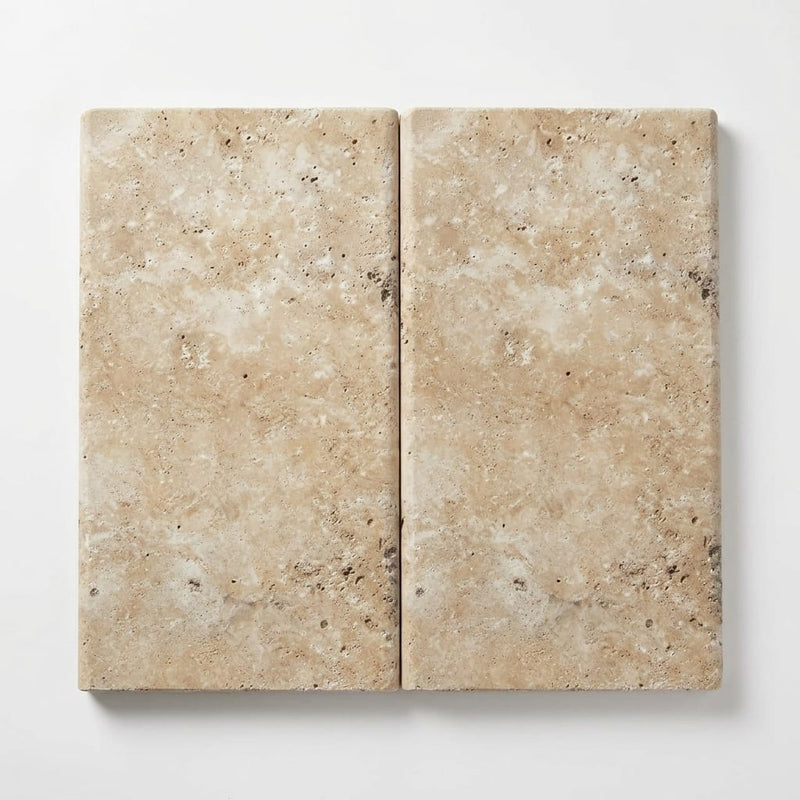Mediterranean Ivory 12x24 3cm Bullnose Edge Tumbled Travertine Pool Coping close-up