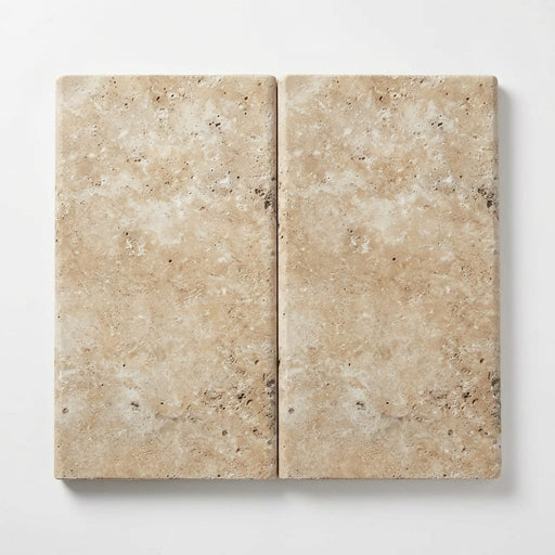 Mediterranean Ivory 12x24 3cm Bullnose Edge Tumbled Travertine Pool Coping close-up