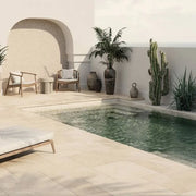 Mediterranean Ivory 12x24 3cm Bullnose Edge Tumbled Travertine Pool Coping