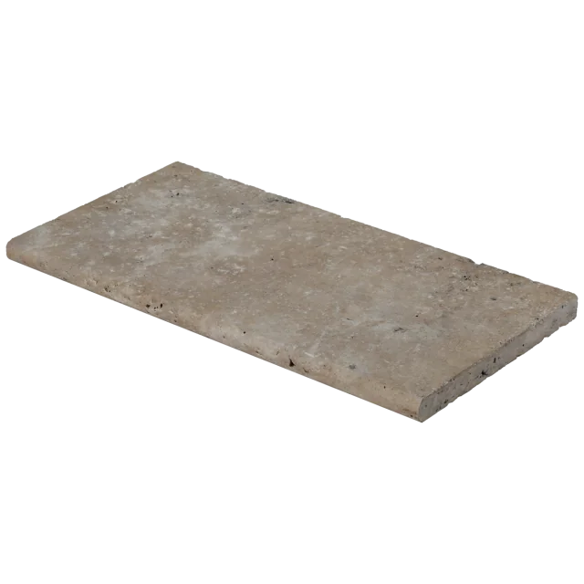 Mediterranean Ivory 12x24 3cm Bullnose Edge Tumbled Travertine Pool Coping