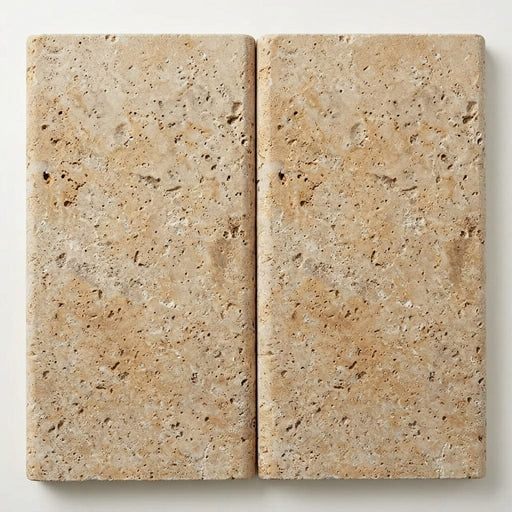 Mediterranean Ivory 12x24 5cm Bullnose Edge Tumbled Travertine Pool Coping close-up