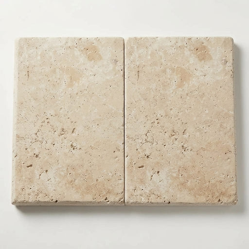 Mediterranean Ivory 16x24 5cm Bullnose Edge Tumbled Travertine Pool Coping close-up