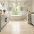 Mediterranean Ivory 24x12 Filled & Honed Limestone Tile 12x24 — Primary Bath floor