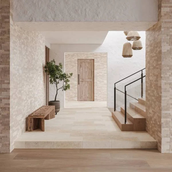 Mediterranean Ivory 12x24 3cm Bullnose Edge Tumbled Travertine Pool Coping