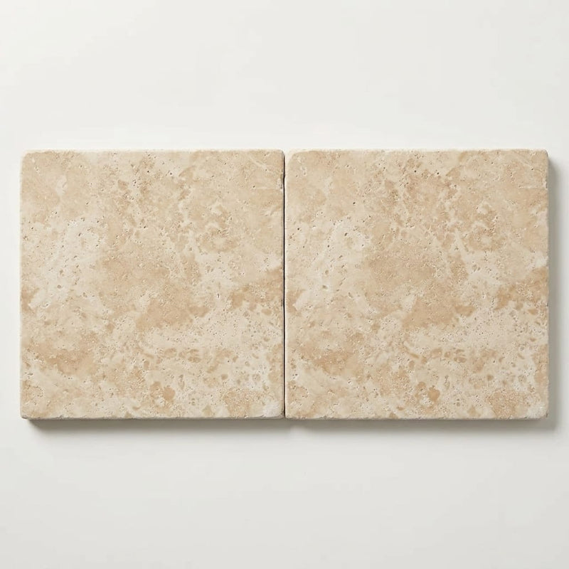 Mediterranean Ivory 24x24 3cm Tumbled Travertine Paver close-up
