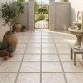 Mediterranean Ivory 24x24 3cm Tumbled Travertine Paver — Courtyard paving