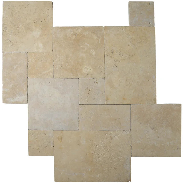Mediterranean Ivory 3cm Versailles Set Tumbled Travertine Paver