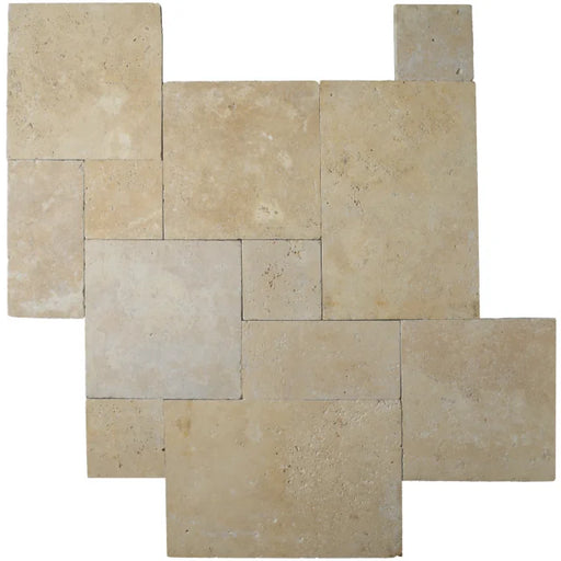 Mediterranean Ivory 3cm Versailles Set Tumbled Travertine Paver