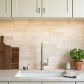 Mediterranean Ivory 3x12 Filled & Honed Limestone Tile — Kitchen backsplash