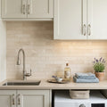 Mediterranean Ivory 3x12 Filled & Honed Limestone Tile — Laundry Room backsplash
