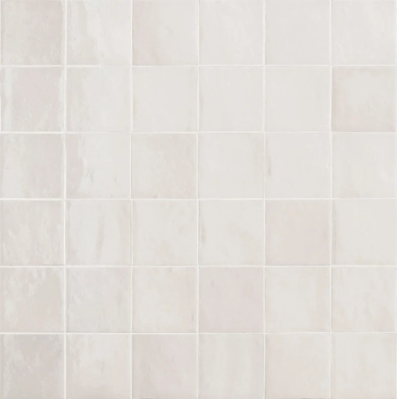 Melan Bianco 4x4 Square Glossy Ceramic Wall Tile