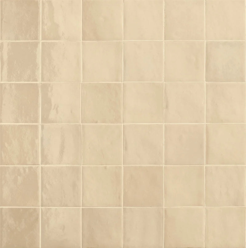 Melan Beige 4x4 Square Glossy Ceramic Wall Tile