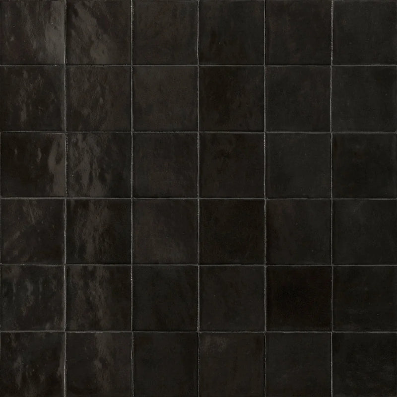 Melan Nero 4x4 Square Glossy Ceramic Wall Tile