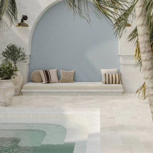 Menia Cream 3cm Set Tumbled Travertine Paver