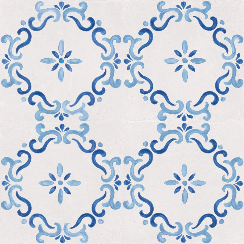 Mestral Flower 9x9 Blue Matte Ceramic Tile