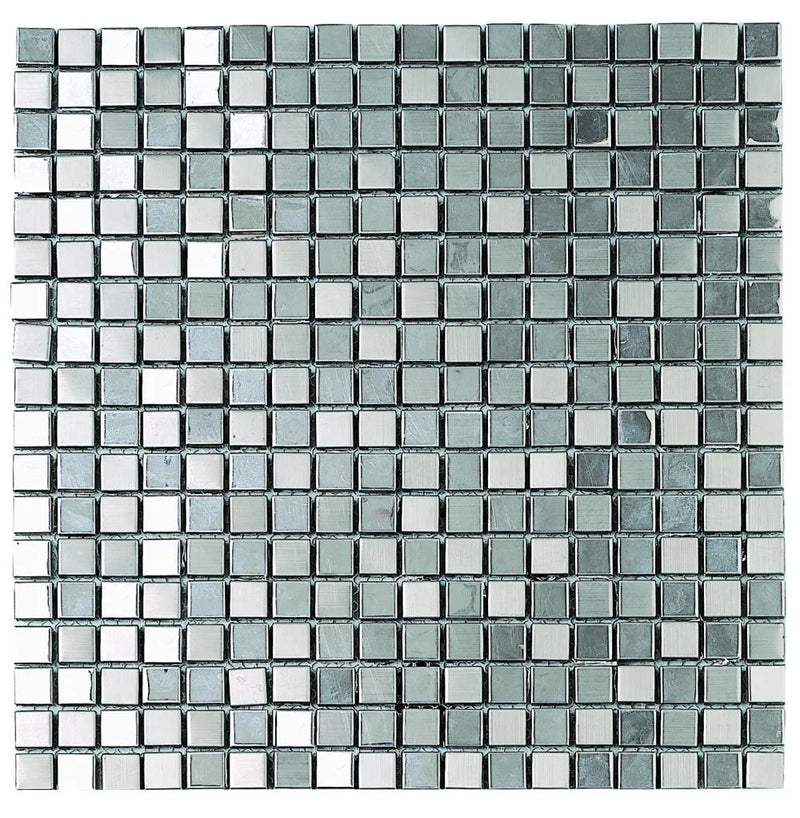 Metalic Silver 11.85x11.85 Metal Mosaic