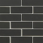 Metallic Gray Bevel Subway 2x6 Glossy Glass Mosaic Tile
