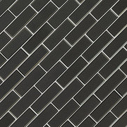 Metallic Gray Bevel Subway 2x6 Glossy Glass Mosaic Tile