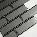 Metallic Gray Bevel Subway 2x6 Glossy Glass Mosaic Tile