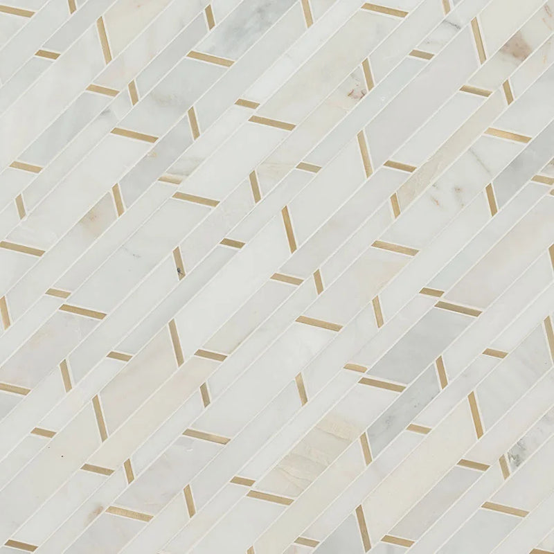 Metro Gold Pattern Misc. Glass Stone Blend Metal Mosaic Tile