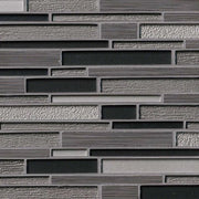 Metro Gris Blend Interlocking Pattern Misc. Glass Stone Blend Mosaic Tile