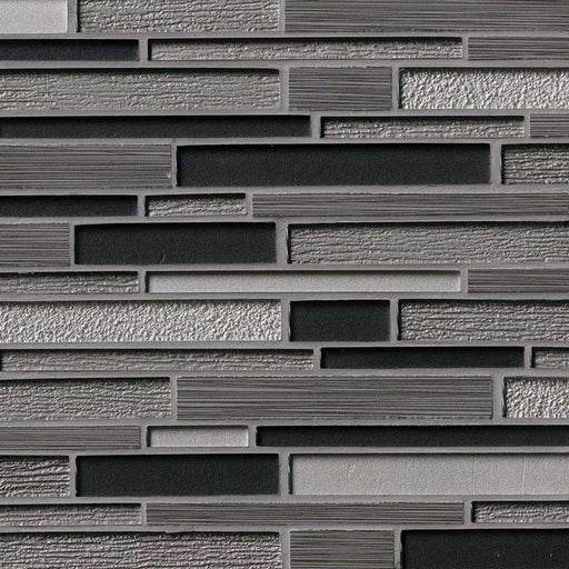 Metro Gris Blend Interlocking Pattern Misc. Glass Stone Blend Mosaic Tile