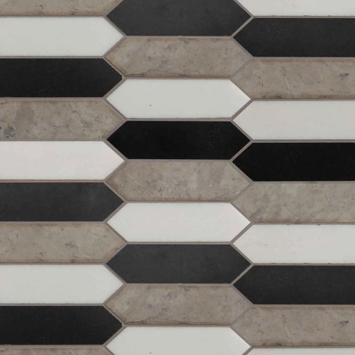 Metropolitan Picket Honed Pattern Marble Glass Mosaic Tile