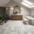 Mink / Equator (Zebra) Mink Marble 12x12 Polished Tile — Bathroom floor