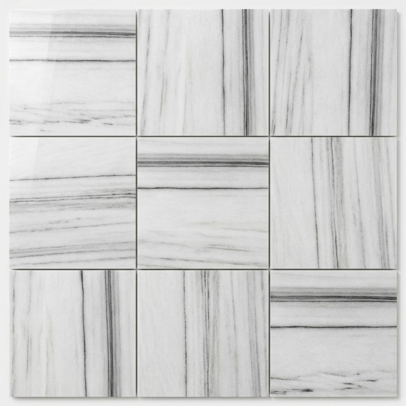 Mink / Equator (Zebra) Mink Marble 12x12 Polished Tile close-up