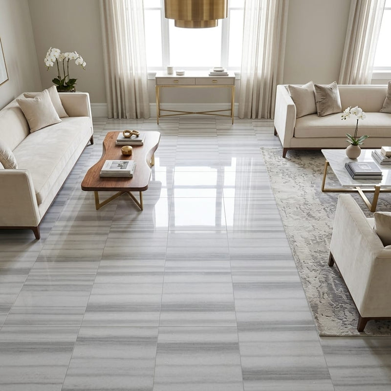 Mink / Equator (Zebra) Mink Marble 18x18 Polished Tile — Family Room floor
