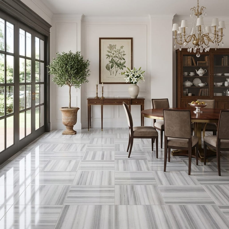 Mink / Equator (Zebra) Mink Marble 18x18 Polished Tile — Living Room floor