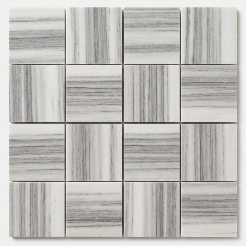 Mink / Equator (Zebra) Mink Marble 2x2 Polished Mosaic (Regular) close-up