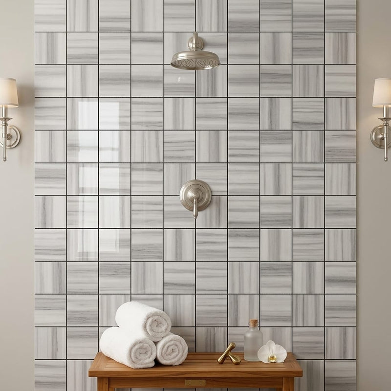 Mink / Equator (Zebra) Mink Marble 2x2 Polished Mosaic (Regular) — Spa spa interior