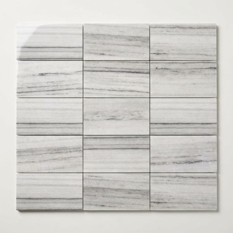 Mink / Equator (Zebra) Mink Marble 3x6 Polished Tile close-up